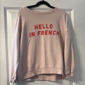 P448 Light Pink Sweatshirt with Red Text